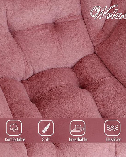 Welnow Lazy Chair with Ottoman, Modern Lounge Accent Chair with Armrests and a Side Pocket, Leisure Sofa Chair Set, Reading Chair with Footrest for Small Space, Corner Chair, Plush Dark Pink - LeafyLoom