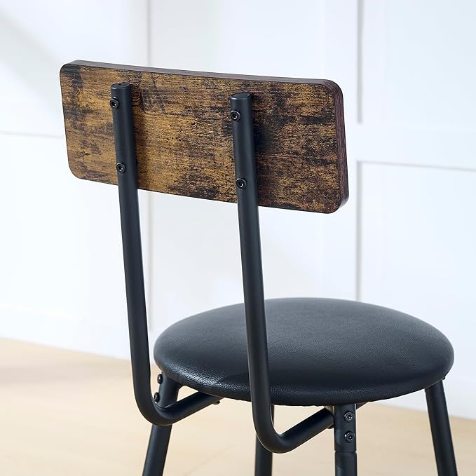 NicBex Small Dining Table for 2 Breakfast Nook Table Set Wood Top Metal Base Side Table Industrial Bar Table with Two Chairs, Adjustable Table Base Bistro Whiskey Pub Table, Antique Brown - LeafyLoom