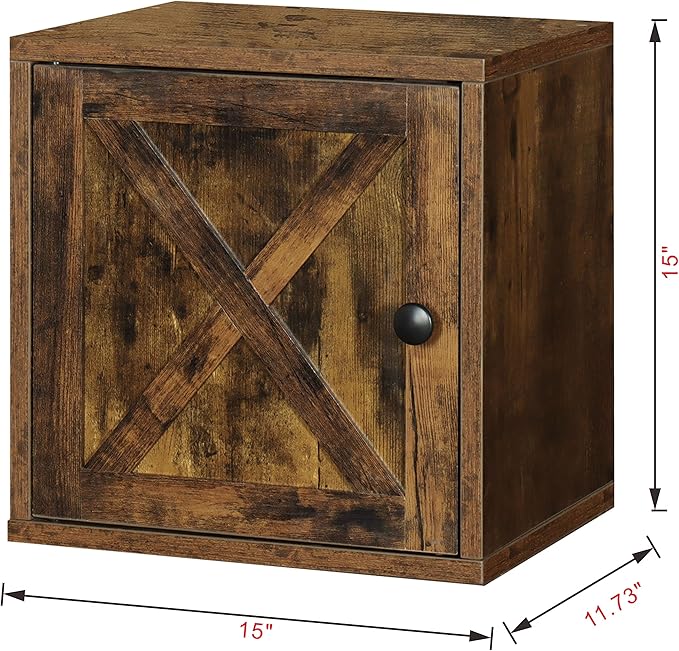 Magic DIY Cube Storage Organizer Stackable Cubes for Home Books Clothes Toy -Modular Cubby Storage System -Closet Organizer -Bookcase Closet (Antique brown, Door Cube) - LeafyLoom