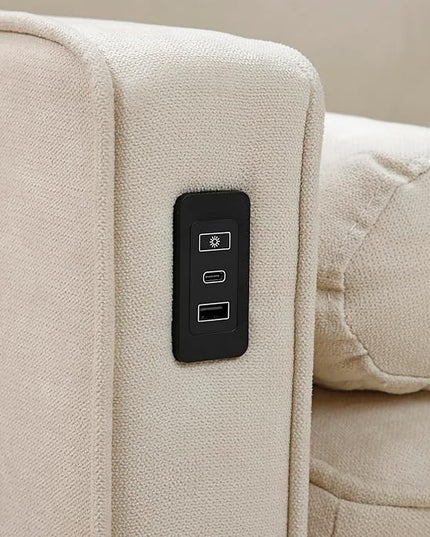 3 Seater L Shaped Convertible Sectional Sofa Couch with Reversible Chaise , Linen Upholstered Corner Sleeper Lounge Sofá with 2 USB Ports and LED Lights ,Storage for Small Space Living Room Apartment - LeafyLoom