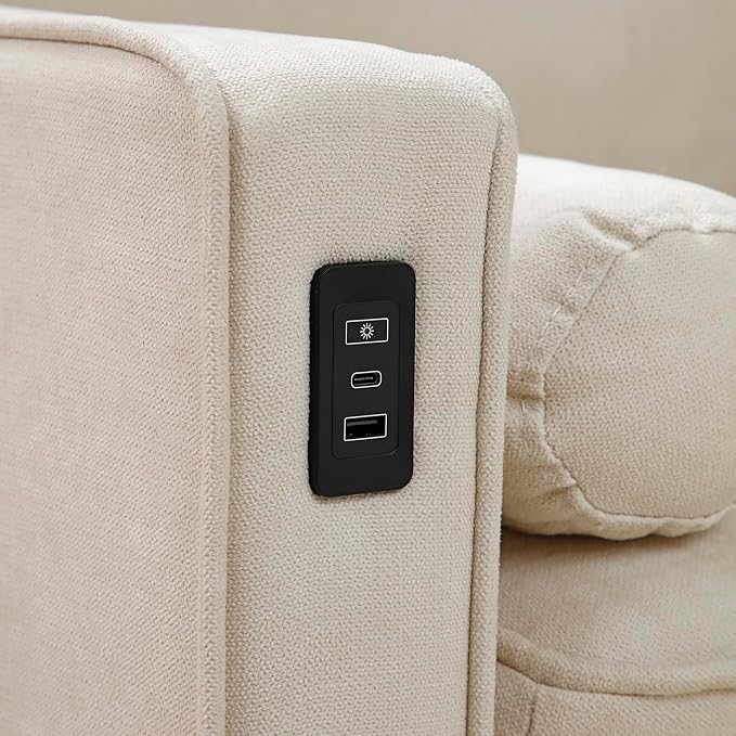 3 Seater L Shaped Convertible Sectional Sofa Couch with Reversible Chaise , Linen Upholstered Corner Sleeper Lounge Sofá with 2 USB Ports and LED Lights ,Storage for Small Space Living Room Apartment - LeafyLoom