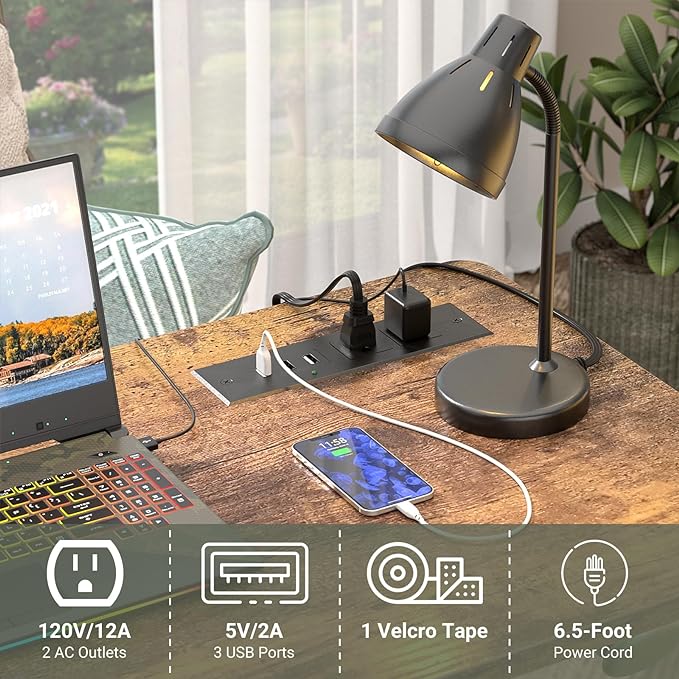 32" Height Adjustable Standing Desk with Power Outlets - Manual Rolling Stand Up Desk with Wheels Small Portable Computer Desk Mobile Laptop Table with Storage Shelves for Home Office, Rustic - LeafyLoom