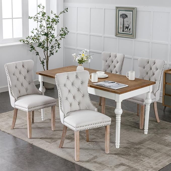 NicBex Haerin-SD-00110-LWJ Dining Chairs, 25.5"x19.7"x37.4", Natural Beige - LeafyLoom