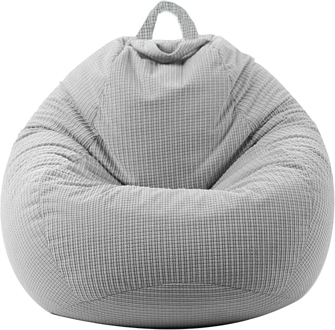 Stuffed Animal Storage Bean Bag Chair Cover (No Filler) Washable Ultra Soft Corduroy Bean Bag Cover for Organizing Plush Toys, Bean Bag for Adults - LeafyLoom