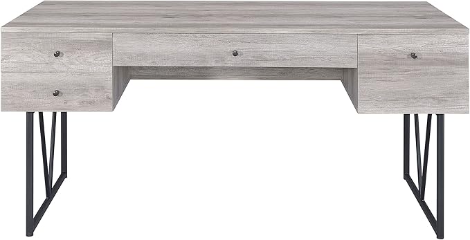 Coaster Home Furnishings Analiese Rustic 63-Inch 4-Drawer Home Office Computer Writing Desk Study Table with Storage Engineered Eco-Friendly Wood Look Laminate Sturdy Steel Grey Driftwood 801999 - LeafyLoom