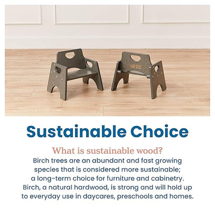 ECR4Kids Stackable Wooden Toddler Chair, 6in, Kids Furniture, Grey Wash, 2-Pack - LeafyLoom