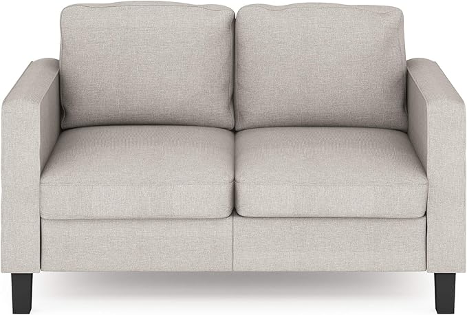 Furinno Bayonne Modern Upholstered Loveseat/Sofa Couch for Living Room, Fog - LeafyLoom