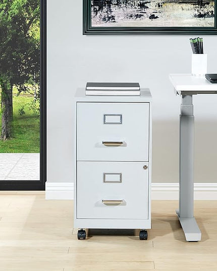 OSP Home Furnishings 2 Drawer Mobile Locking Metal File Cabinet, Grey - LeafyLoom