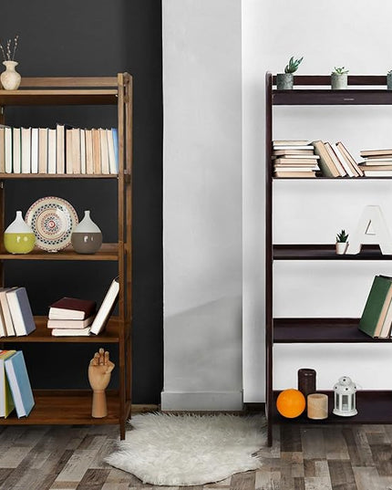 Casual Home Stratford 5-Shelf Folding Bookcase-Warm Brown - LeafyLoom