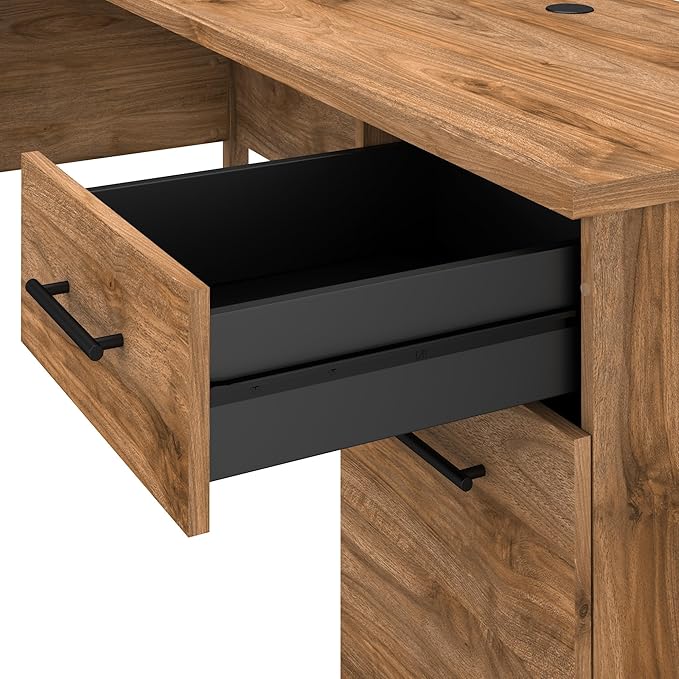 Bush Furniture Somerset Computer Drawers | Office Home Workspace | Large Desk, 72W, Fresh Walnut - LeafyLoom