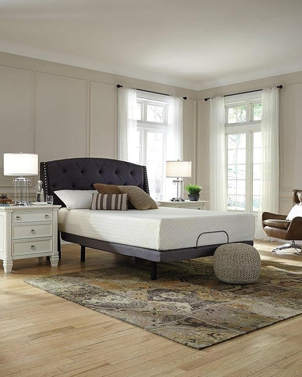 Signature Design by Ashley California King Size Chime 12 Inch Medium Firm Memory Foam Mattress with Green Tea & Charcoal Gel, White - LeafyLoom