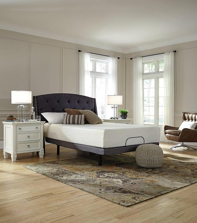 Signature Design by Ashley California King Size Chime 12 Inch Medium Firm Memory Foam Mattress with Green Tea & Charcoal Gel, White - LeafyLoom