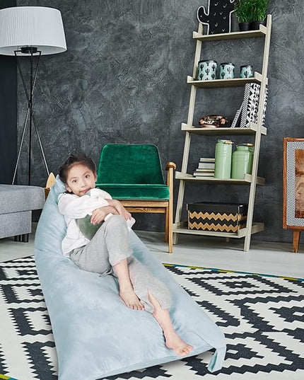 Stuffed Animal Storage Bean Bag Chair Cover, Velvet Grey Plush Toy Storage Stuff and Sit Seat for Kids/Teens/Adults, 52" x 31" Extra Large Triangle Floor Sofa, 200L/52Gal, Cover Only - LeafyLoom