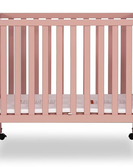 Jett Non-Full Size Folding Convertible Crib, Lightweight Portable Crib, Three Adjustable Mattress Height Settings, Easy to Fold Travel Crib, 1.5” Mattress Pad Included - LeafyLoom