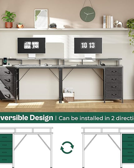 47 Inch Computer Desk with Power Outlets and LED Lights, Gaming Desk with 4 Drawers, Office Desk with Monitor Stand, Study Desk Work Desk for Home Office, Small Spaces, Gray - LeafyLoom
