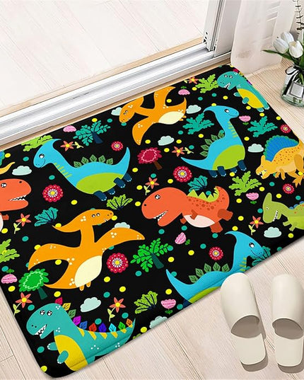 Dino Rugs for Boys Room Kids Play Rug Dinosaur Play Rug Dinosaur Carpet Dinosaur Rug Dinosaur Cartoon Carpet for Boys and Girls Bedroom Classroom,Black 2'×3' - LeafyLoom