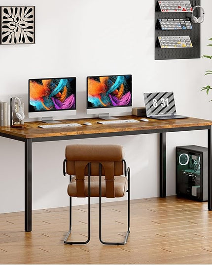 Need Large Computer Desk 70.8 x 31.5 inches Conference Table Large Office Desk Writing Table Workstation for Home Office,Rustic Brown & Black 10FJGSAC3-180FG-ND - LeafyLoom
