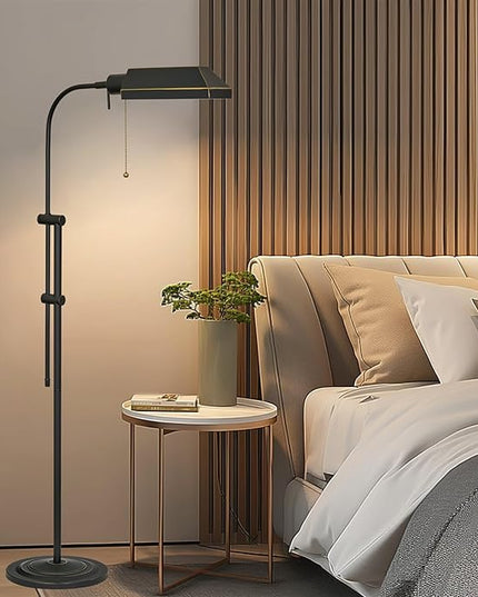 Kira Home Prescott 58" Modern Industrial Adjustable Standing Pharmacy Floor Lamp, Dark Bronze Finish, includes 6W LED Bulb (60W eq.) Energy Efficient, Eco-Friendly, Pivot Head for Hobby/Precise Task - LeafyLoom