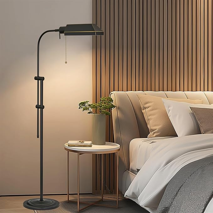 Kira Home Prescott 58" Modern Industrial Adjustable Standing Pharmacy Floor Lamp, Dark Bronze Finish, includes 6W LED Bulb (60W eq.) Energy Efficient, Eco-Friendly, Pivot Head for Hobby/Precise Task - LeafyLoom