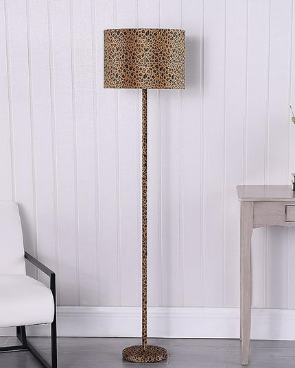 Ore International HBL2422 59" in Faux Suede Leopard Print Floor Lamp - LeafyLoom