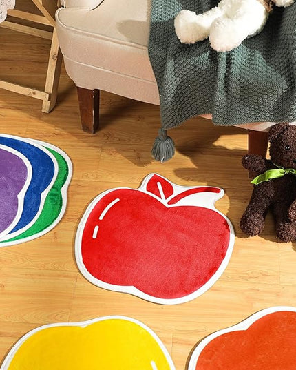 Shellwei 24 Pcs Kids Carpet Circle Seats 18 inch Print Pillow Circle Children's Mats Rug Mats Round Soft Floor Mat for Home School Classroom Story Time Group Activity Play Areas (Apple) - LeafyLoom