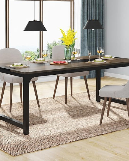 Tribesigns Modern Computer Desk, 70.8 x 31.5 inch Large Office Desk Computer Table Study Writing Desk Workstation for Home Office, Grey/Black - LeafyLoom