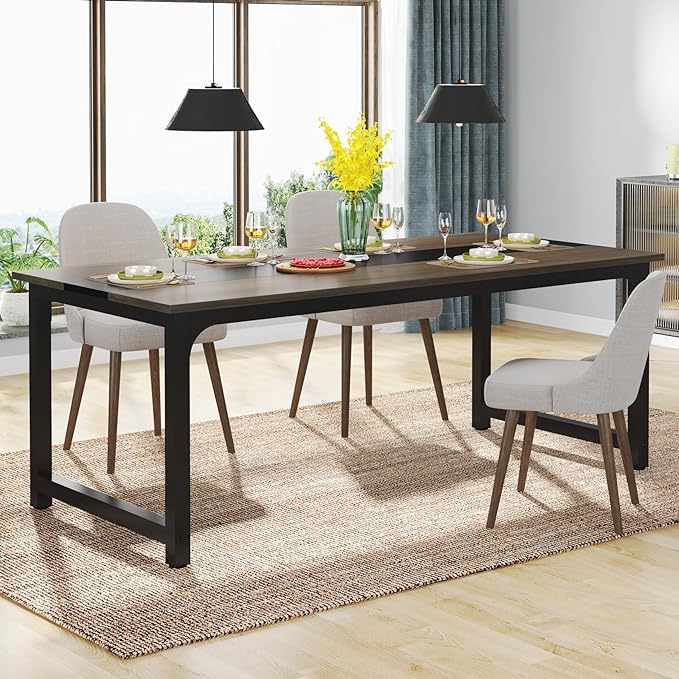 Tribesigns Modern Computer Desk, 70.8 x 31.5 inch Large Office Desk Computer Table Study Writing Desk Workstation for Home Office, Grey/Black - LeafyLoom