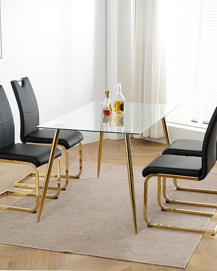 NicBex Haerin-SD-00371-LWJ Dining Chairs, 16.5"x17.9"x38.2", Black and Gold - LeafyLoom