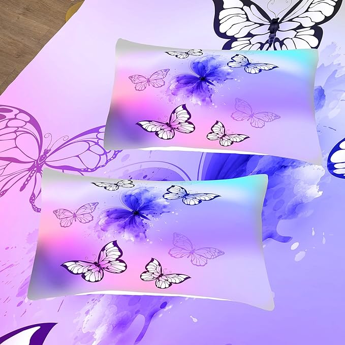 Tailor Shop Butterfly Comforter Set Queen Size,Tie Dye Comforter Set for Girls Kids Teens Butterfly Bedding Room Decor Set,with 2 Pillowcase - LeafyLoom