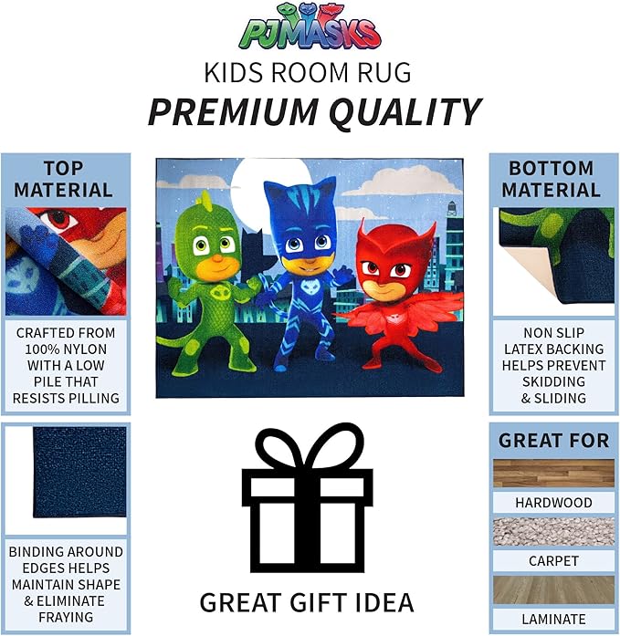 Franco Kids Room Non Slip Area Rug, 69 in x 52 in, PJ Masks - LeafyLoom