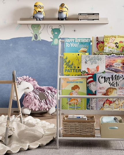 aboxoo Kids Bookshelf Toddler Freestanding for Children Room 18 inches Small Toddler Bookcase Toy Organizer White Stable Bookcase Bookstore Library Book Unit Storage for Small Place - LeafyLoom