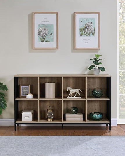 OSP Home Furnishings Ace Contemporary Modern Storage Cube Bookcase, 8 Cubes, River Oak Finish - LeafyLoom