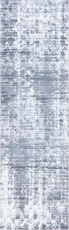 nuLOOM Alva Faded Abstract Machine Washable Ultra Thin Runner Rug, 2' 6" x 8', Light Grey - LeafyLoom