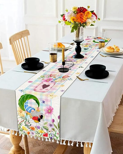 Spring Table Runner 72 Inches Long Spring Floral Flowers Table Runner Buffalo Plaid Check Decor for Kitchen Dining Table Home Party Decorations Unibyby