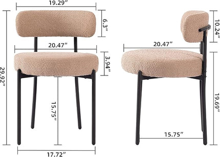 DYHOME Kitchen Chairs Mid-Century Modern Dining Chairs Set of 4, Kitchen Dining Room Chairs, Boucle Upholstered Dining Chair, Camel Color - LeafyLoom