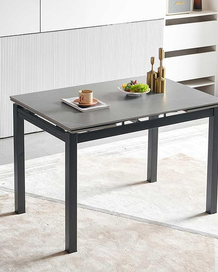 NicBex 43.31Inch Rectangular Expandable Dining Table,Minimalist Kitchen Table with Grey Ceramic Tabletop for 4 to 6,Dining Room Table for Kitchen,Small Space and Living Room,Space-Saving,Grey - LeafyLoom