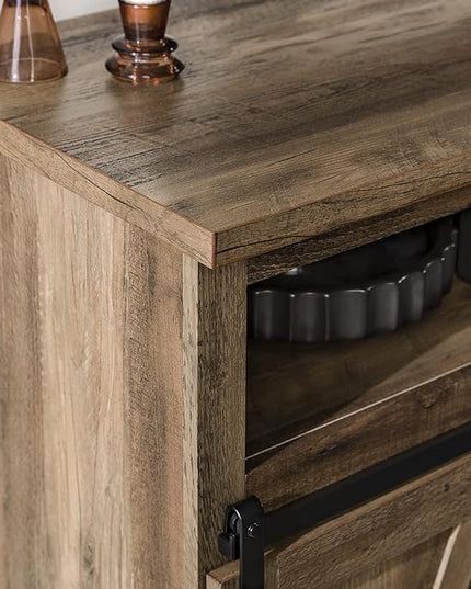 Walker Edison Clayton Farmhouse Sliding Double Barn Door TV Stand for TVs up to 58 Inches, 52 Inch, Rustic Oak - LeafyLoom