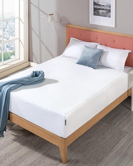 ZINUS 12 Inch Green Tea Cooling Gel Memory Foam Mattress and Super Heavy Duty SmartBase Metal Mattress Foundation Set / Bed and Mattress Set / No Box Spring Needed / Mattress in a Box, Queen - LeafyLoom