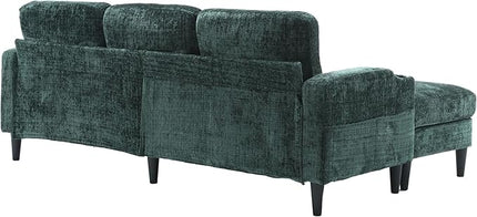 Convertible Sectional Sofa with Movable Storage Ottoman and Cupholders, 3 Seater L-Shaped Corner Couch,Chenille Upholstered Furniture w/Detachable Thicked Cushions for Living Room, Small Space - LeafyLoom