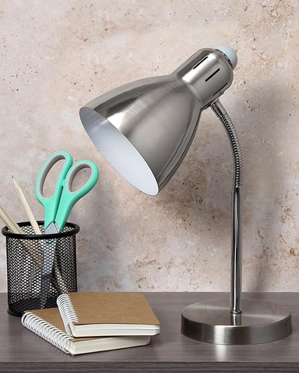 Simple Designs LD1037-BSN Semi Flexible Desk Lamp, Brushed Nickel - LeafyLoom