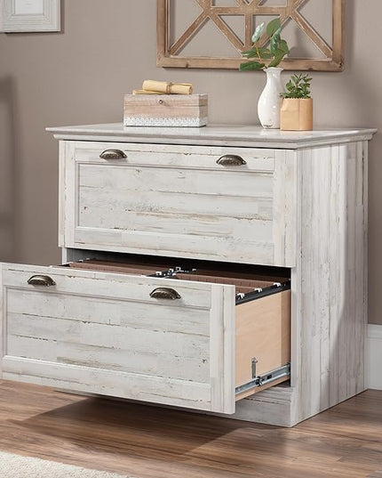 Sauder Barrister Lane Lateral File, White Plank finish - LeafyLoom