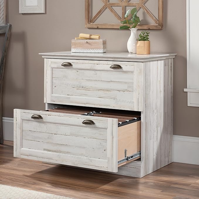 Sauder Barrister Lane Lateral File, White Plank finish - LeafyLoom