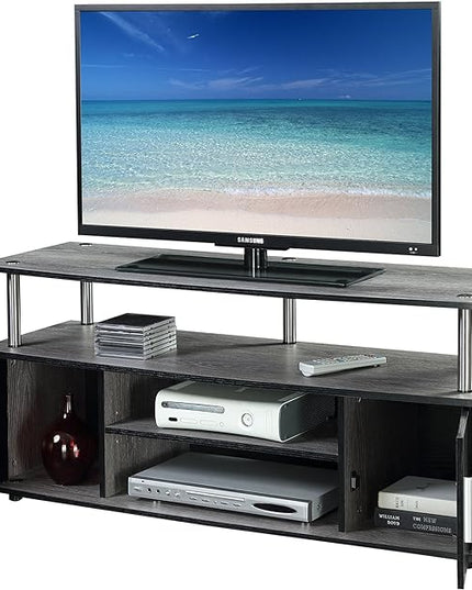 Convenience Concepts Designs2Go Monterey TV Stand with Cabinets and Shelves Home_Furniture_and_Decor, 47.25"L x 15.75"W x 21.25"H, Gray, Black - LeafyLoom