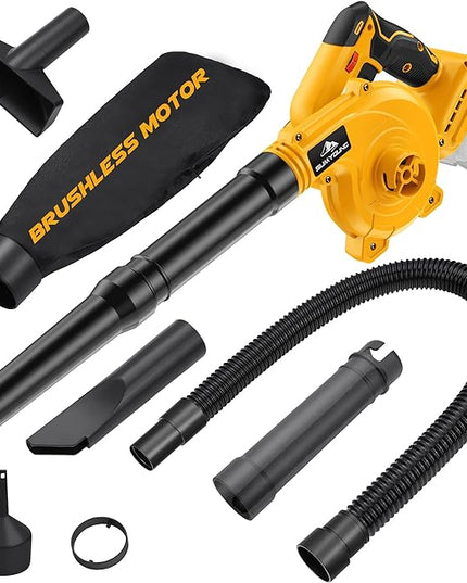 Cordless Leaf Blower for Dewalt 20V Max Battery,Electric Jobsite Air Blower with Brushless Motor,6 Variable Speed Up to 180MPH,2-in-1 Handle Electric Blower and Vacuum Cleaner(Battery Not Included) - LeafyLoom