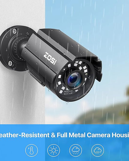 ZOSI 2.0MP 1080P HD 1920TVL Security Camera Hybrid 4-in-1 TVI/CVI/AHD/960H CVBS CCTV Camera Outdoor Indoor,80ft IR Night Vision,Weatherproof Bullet Camera For analog Surveillance DVR(Black) ZOSI