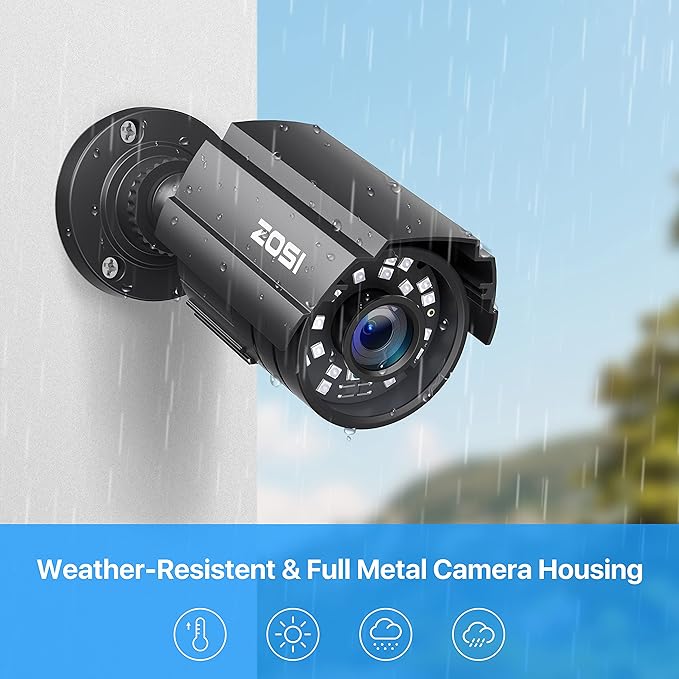 ZOSI 2.0MP 1080P HD 1920TVL Security Camera Hybrid 4-in-1 TVI/CVI/AHD/960H CVBS CCTV Camera Outdoor Indoor,80ft IR Night Vision,Weatherproof Bullet Camera For analog Surveillance DVR(Black) ZOSI