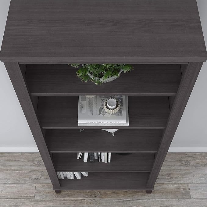 Bush WC81565 Somerset 5-Shelf 65-Inch H Bookcase, Storm Gray - LeafyLoom