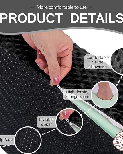 Wedge Pillow for Side Sleeping, Body Positioning Foam Wedge Pillow, Side Wedge Pillow for Sleeping Non-Slip Back Positioning Pillow for Bed Sore Wedge (Black) - LeafyLoom