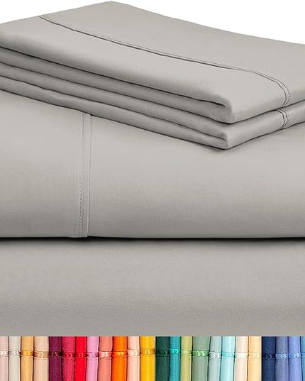 LuxClub 4 PC Sheet Bed Sheets Deep Pockets 18" Eco Friendly Wrinkle Free-Kids-Fitted Sheets Machine Washable Hotel Bedding Silky Soft - Light Taupe Twin XL - LeafyLoom