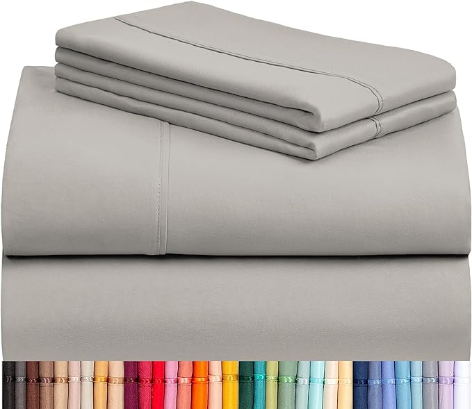 LuxClub 4 PC Sheet Bed Sheets Deep Pockets 18" Eco Friendly Wrinkle Free-Kids-Fitted Sheets Machine Washable Hotel Bedding Silky Soft - Light Taupe Twin - LeafyLoom